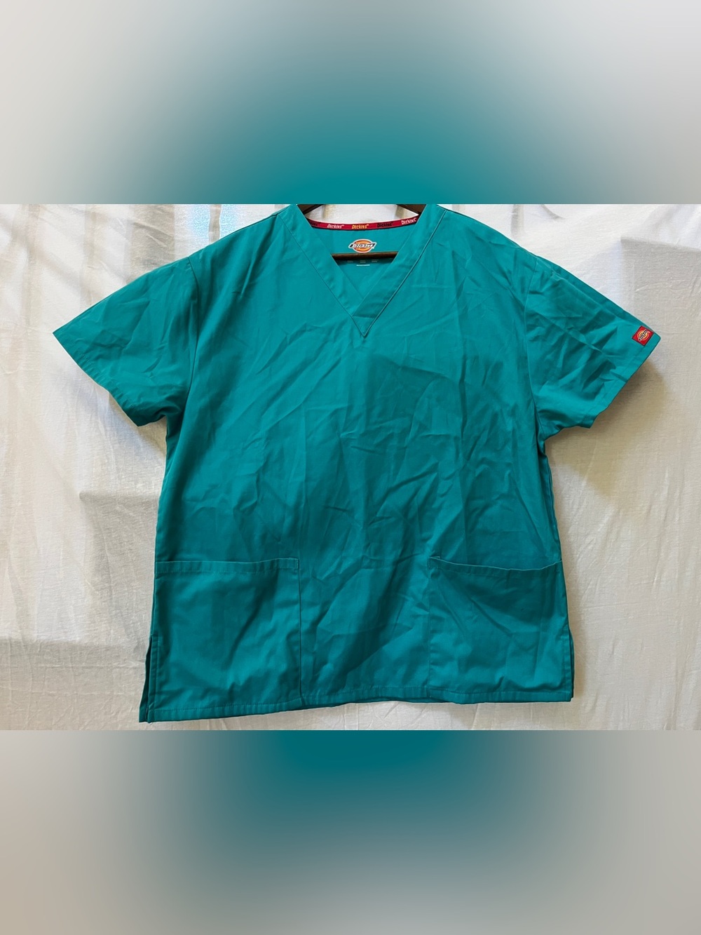 Dickies Teal green V-Neck Medical aesthetician work Scrub Top Sz Medium